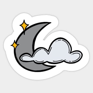 Cloudy Moon and Stars Sticker